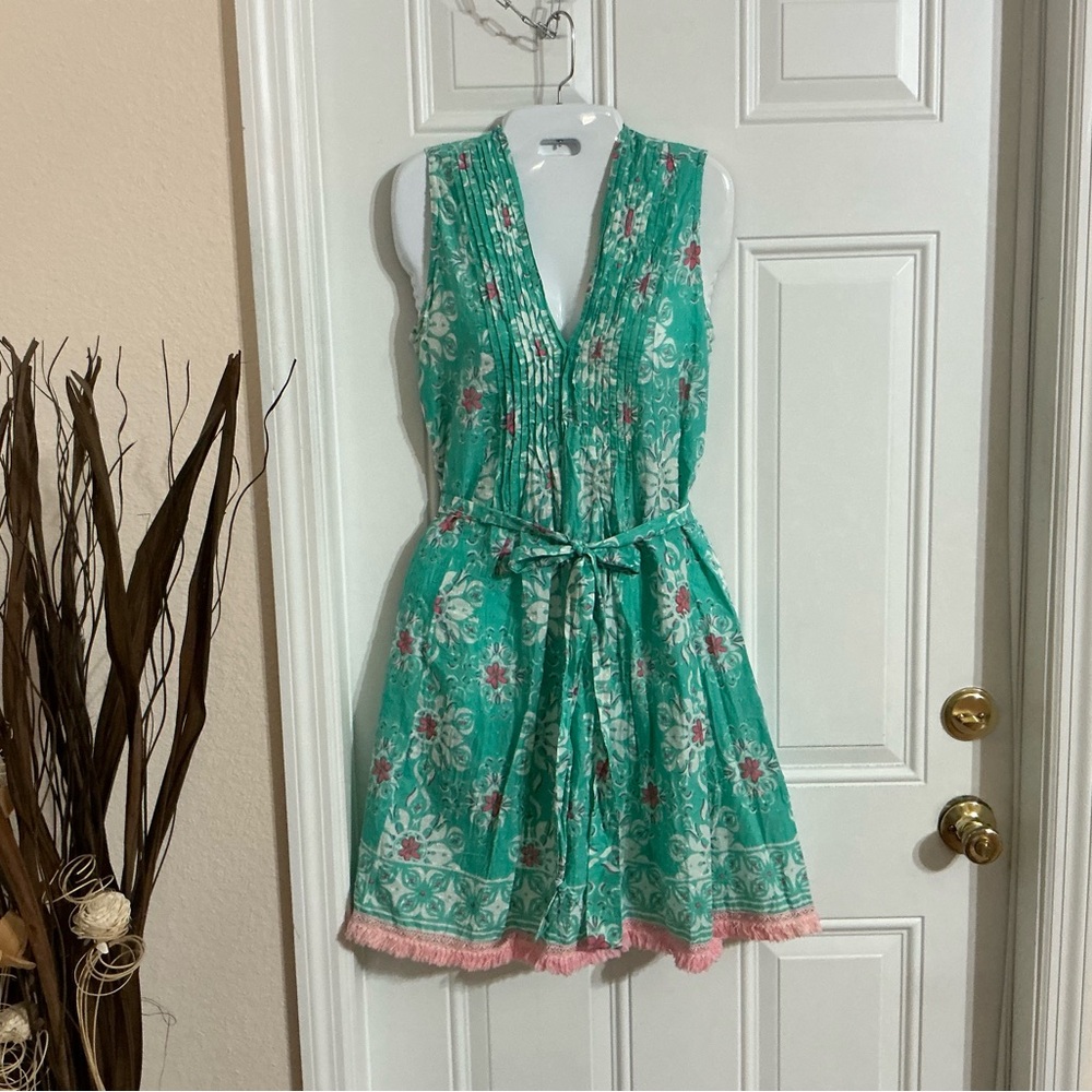 Moda Posa Sleeveless V-neck Pintuck Knee-Length Dress Size S